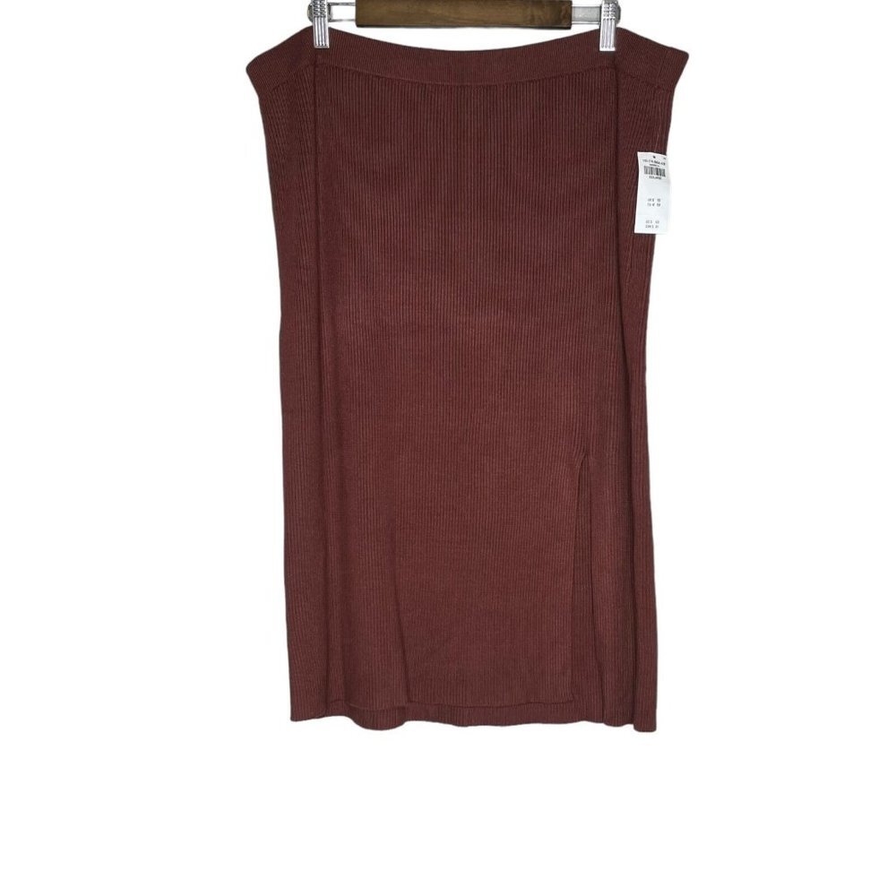 Abercrombie & Fitch Women's NWT Brown Ribbed Side‎ Slit Midi Skirt Size XXXL